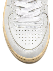 Diadora Heritage Sneaker MI Basket USED in Pelle Premium Stone Wash Bianco Viola Lavanda Unisex