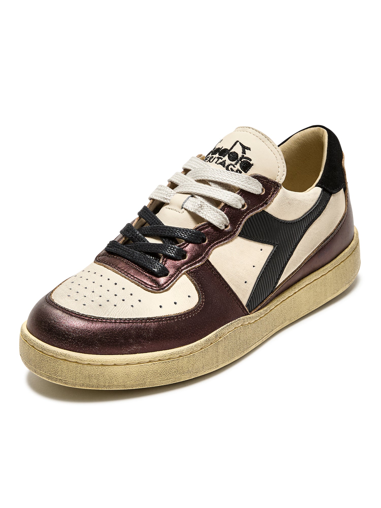 Diadora Heritage Sneaker MI Basket Low Metallic in Pelle Effetto Used Beige Leggero Unisex