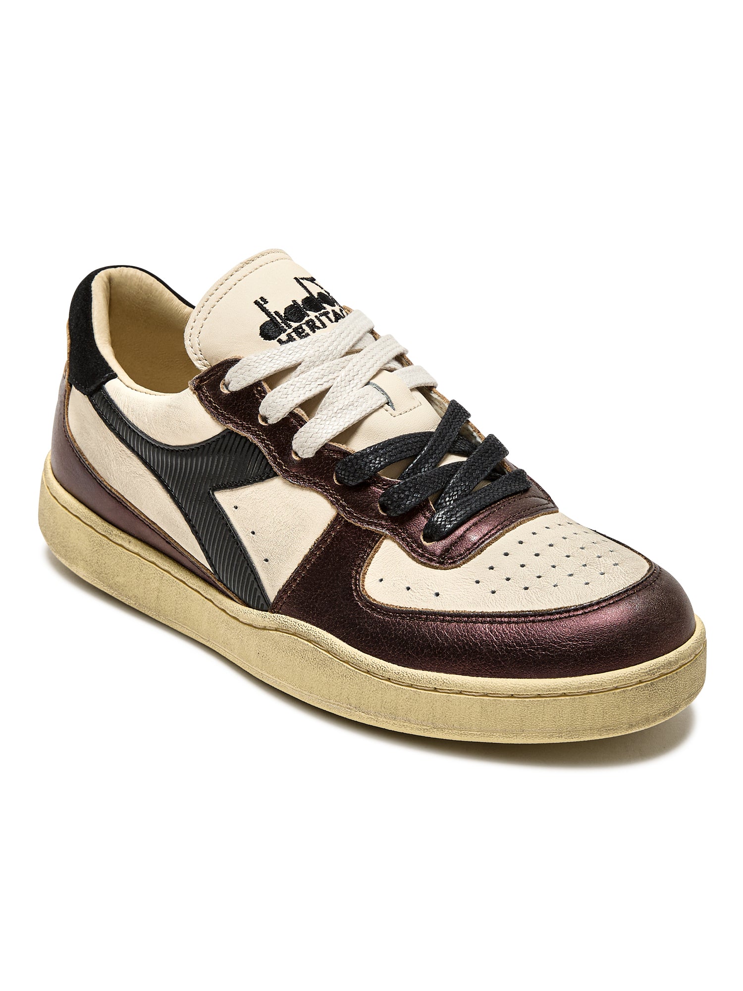 Diadora Heritage Sneaker MI Basket Low Metallic in Pelle Effetto Used Beige Leggero Unisex