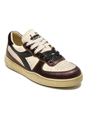 Diadora Heritage Sneaker MI Basket Low Metallic in Pelle Effetto Used Beige Leggero Unisex