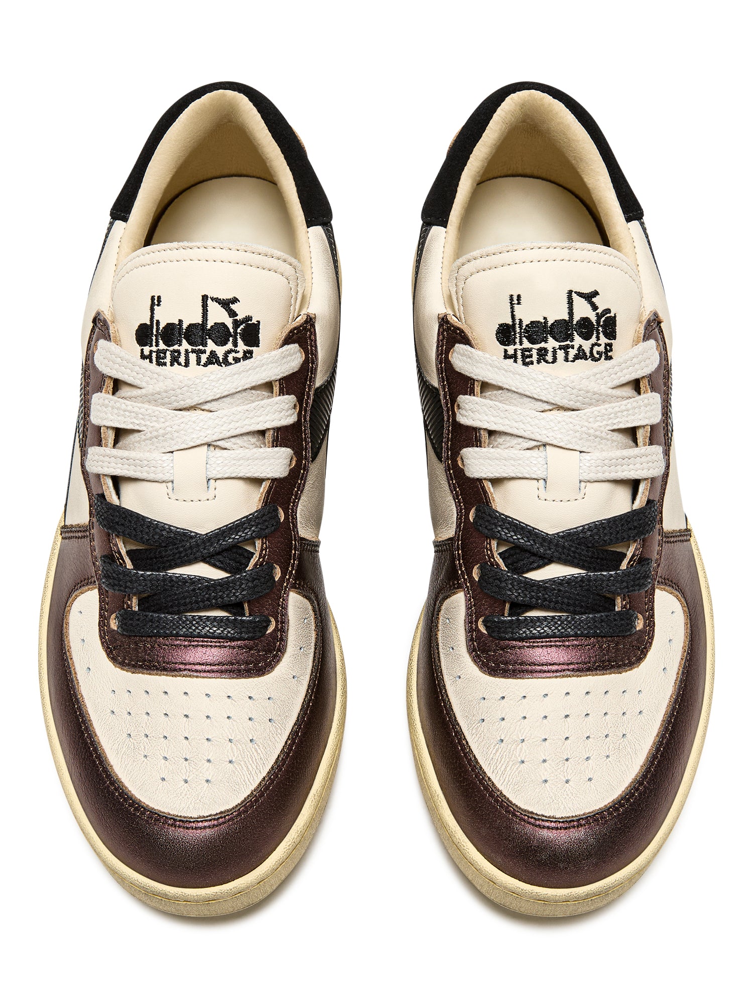 Diadora Heritage Sneaker MI Basket Low Metallic in Pelle Effetto Used Beige Leggero Unisex