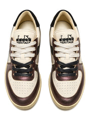 Diadora Heritage Sneaker MI Basket Low Metallic in Pelle Effetto Used Beige Leggero Unisex
