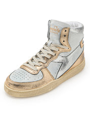 Diadora Heritage Sneaker MI Basket Metallic Pigskin Used Bianco Beige Donna