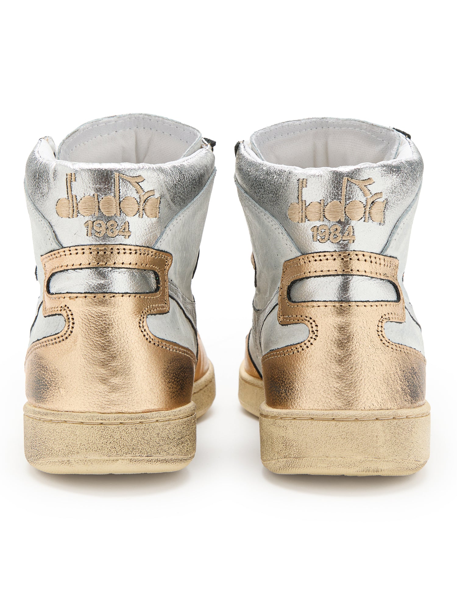 Diadora Heritage Sneaker MI Basket Metallic Pigskin Used Bianco Beige Donna