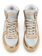 Diadora Heritage Sneaker MI Basket Metallic Pigskin Used Bianco Beige Donna