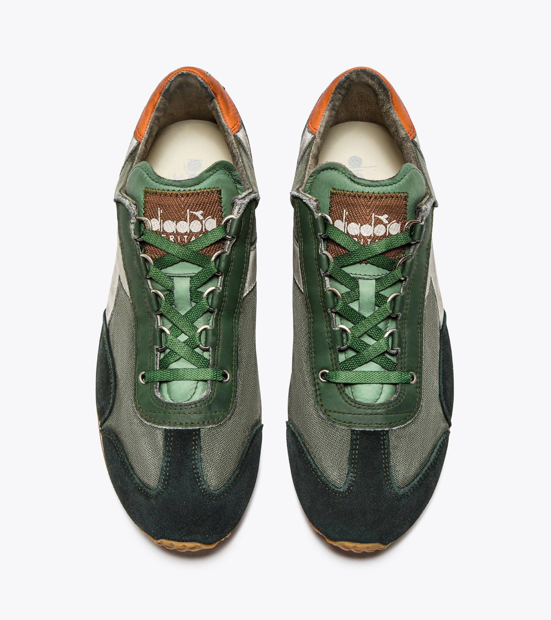 Diadora Heritage Sneaker Equipe Dirty Sw Evo in Tela e Pelle Verde Uomo