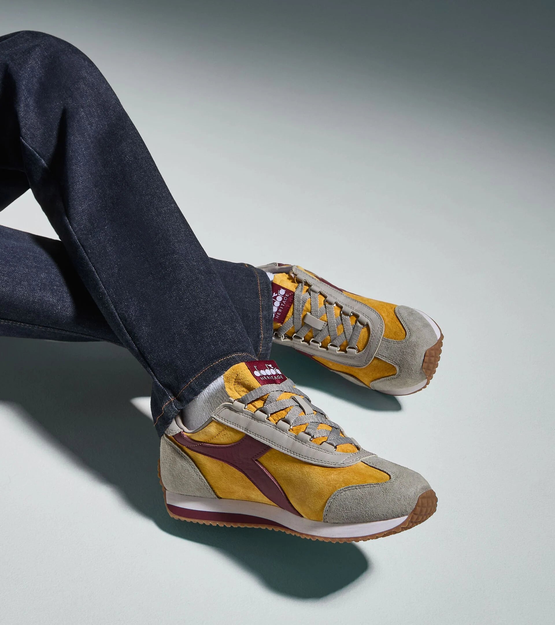Diadora Heritage Sneaker Equipe '75 SW in Tela e Pelle Multicolore Giallo Fresia Uomo