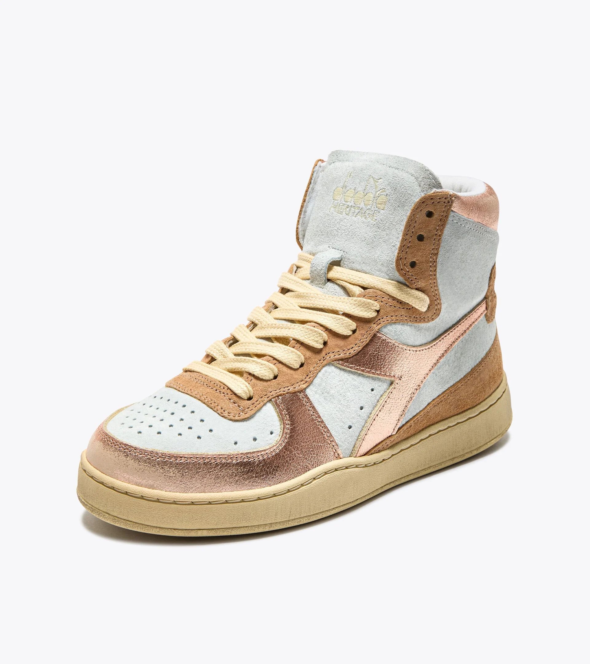 Diadora Heritage Sneaker MI Basket Metal In Pelle Effetto Used Beige Donna