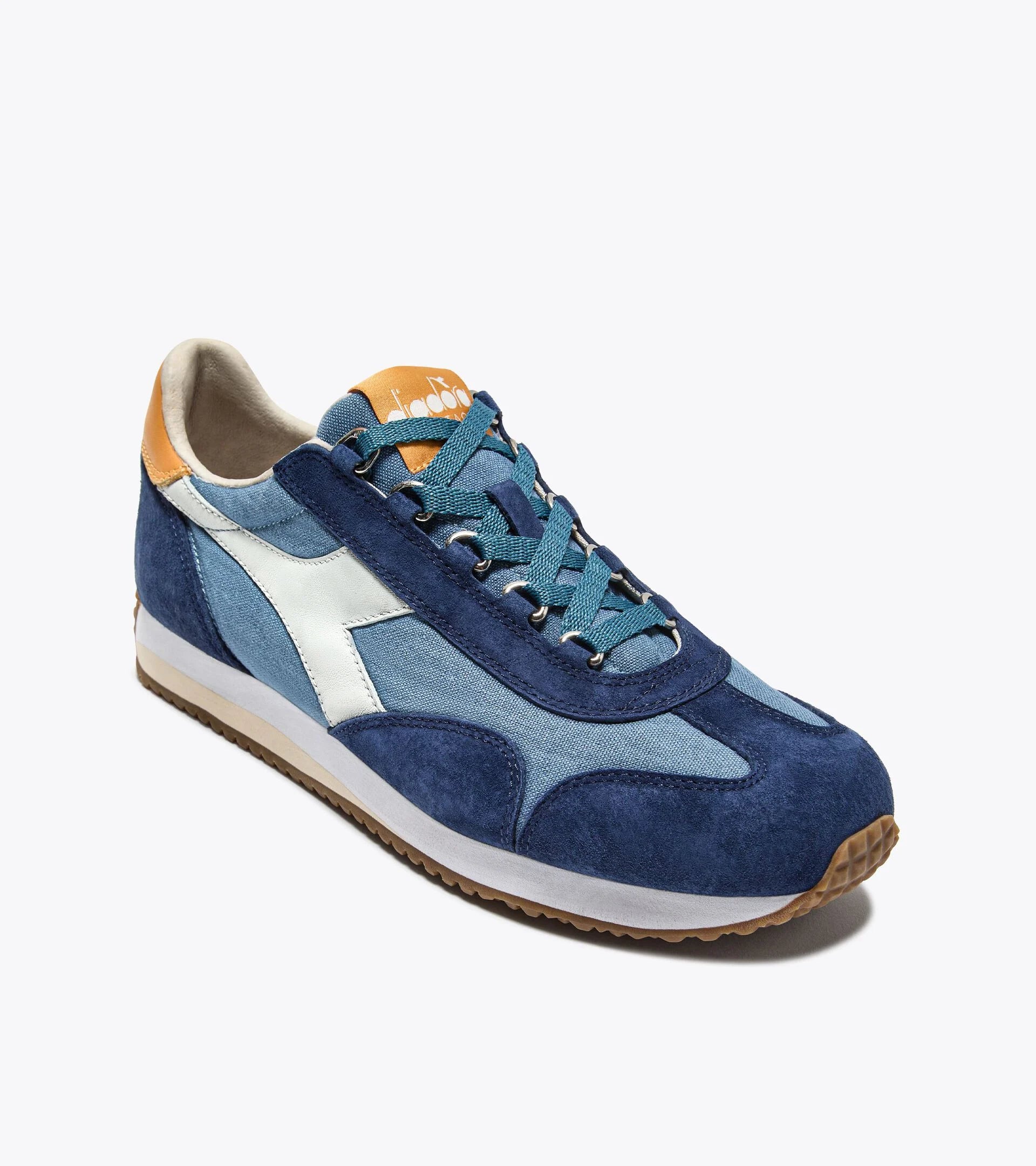 Diadora Heritage Sneaker Equipe Canvas Sw Evo in Misto Pelle Blu Gabbia Unisex
