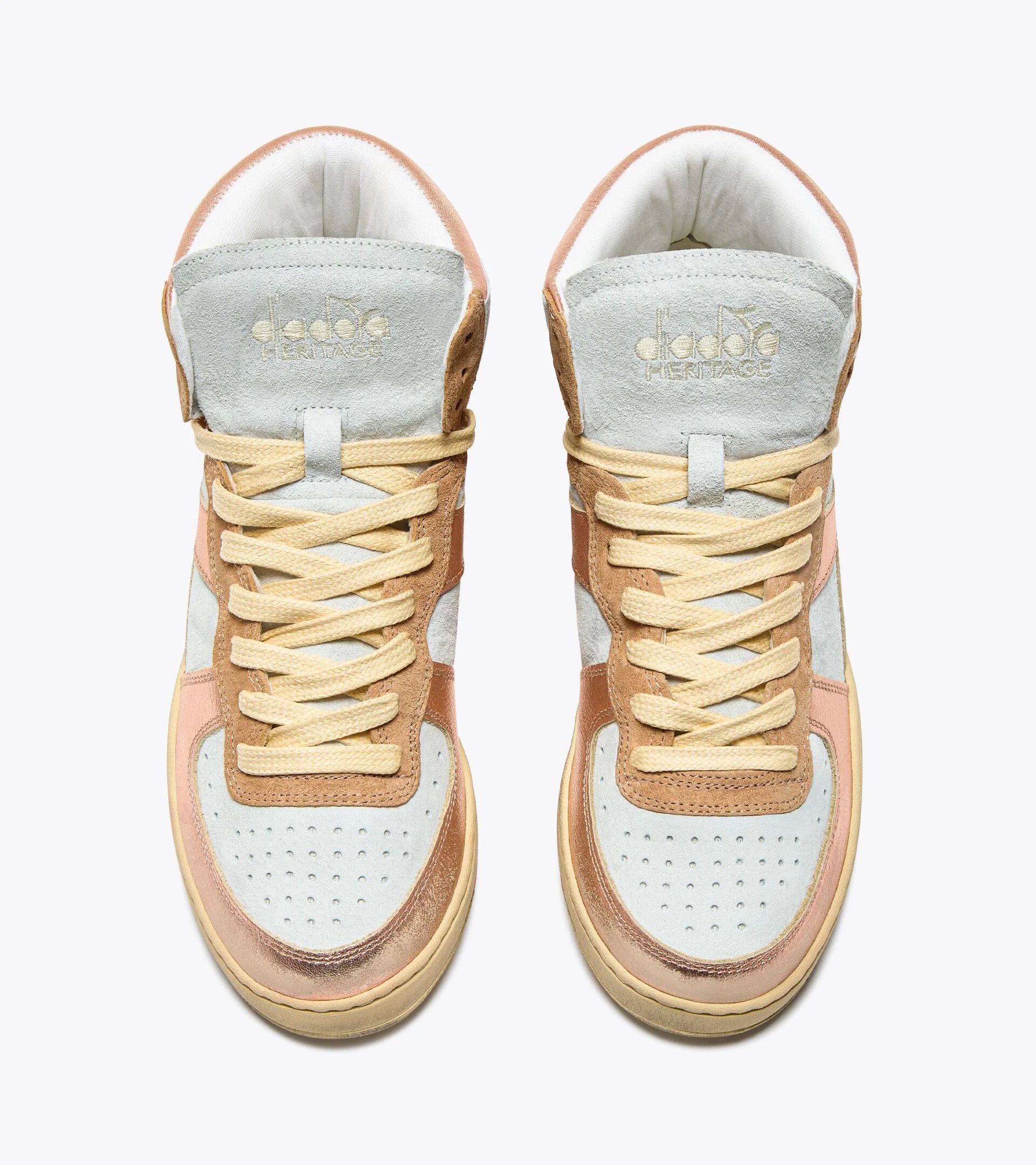 Diadora Heritage Sneaker MI Basket Metal In Pelle Effetto Used Beige Donna