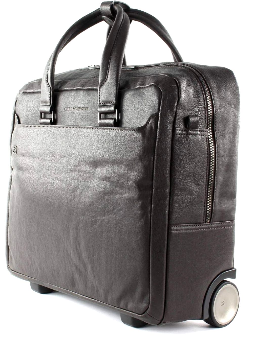 Piquadro Briefcase Trolley PC Holder Ipad 10.5 Inch Suitcase Black Square Brown Men