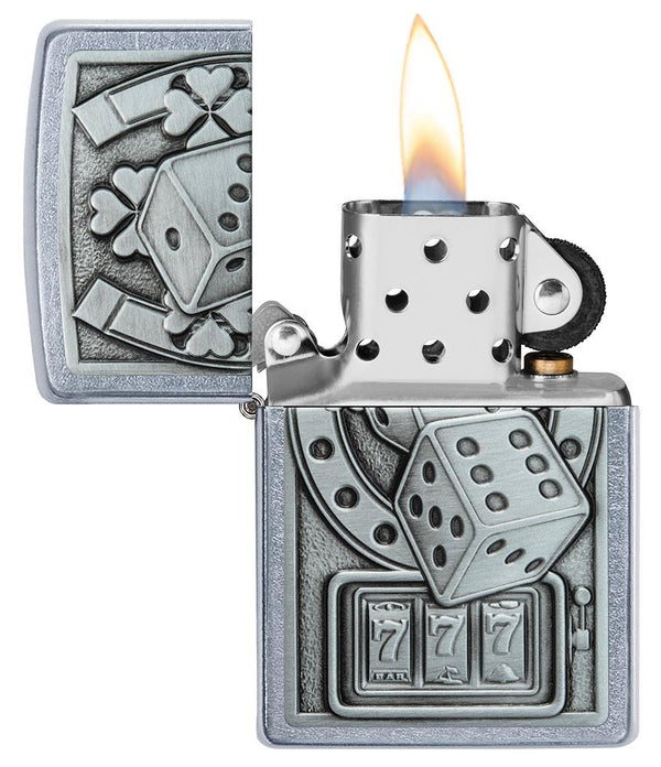 Zippo Antivento Ricaricabile Made In Usa Fortuna Lucky Argento Unisex-2