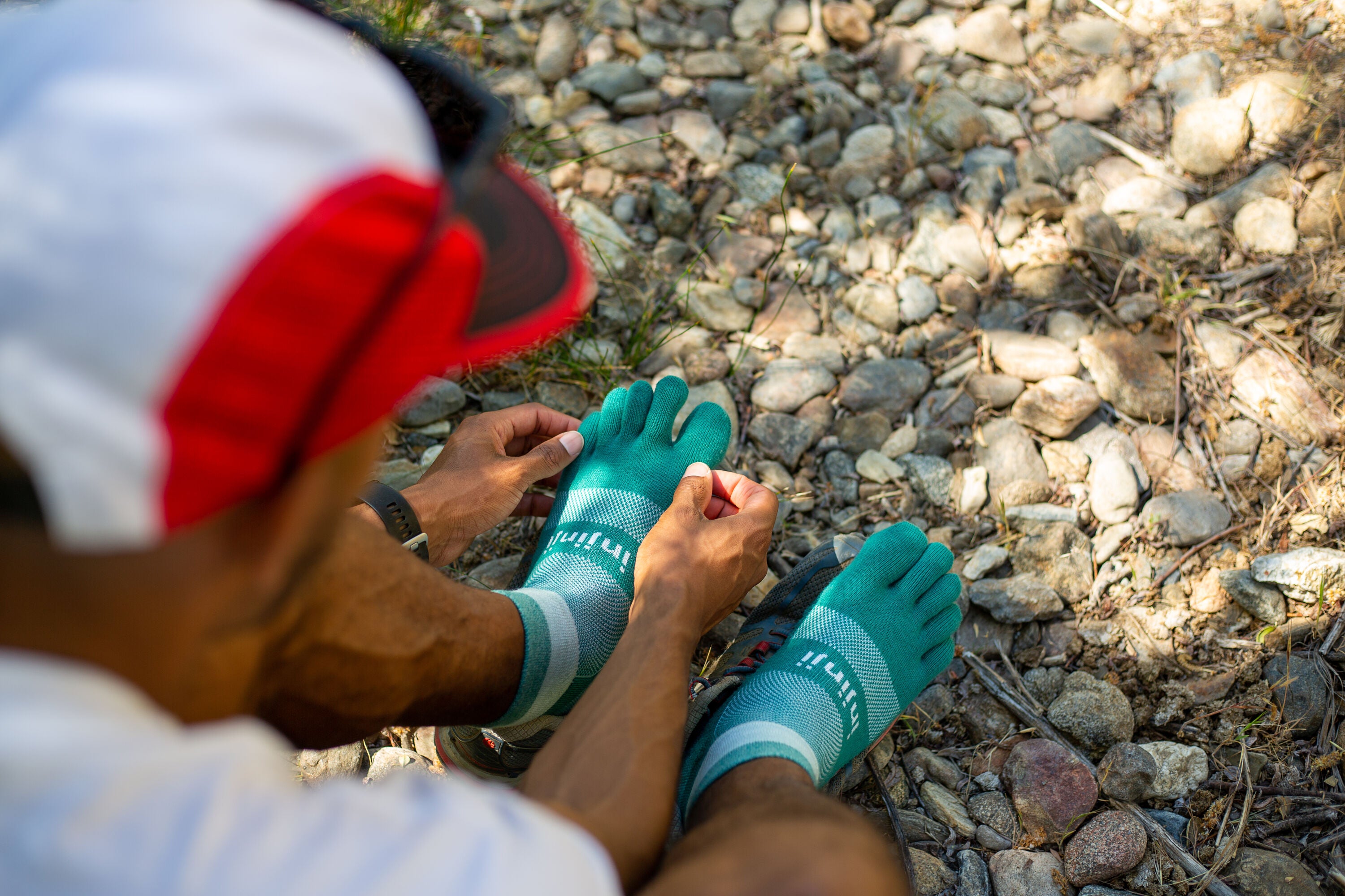 Injinji calze 5 dita da corsa rail Midweight Mini-Crew CoolMax EcoMade 213130 midnight blu