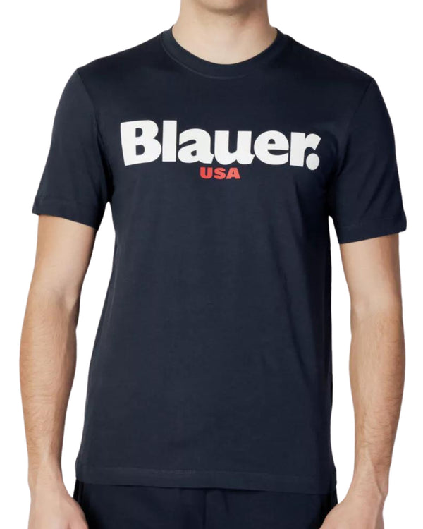 Blauer T-shirt With Maxi Logo Blue Men