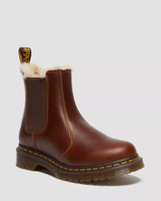Dr. Martens Stivaletto Chelsea Donna 2976 Leonore Butterscotch Orleans Marrone con Pelliccia