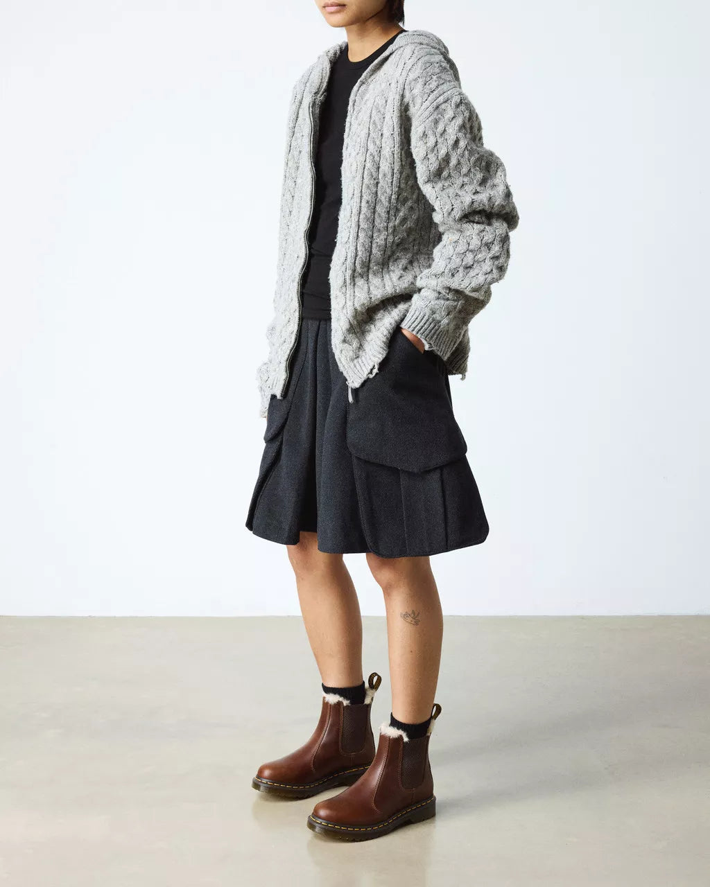 Dr. Martens Stivaletto Chelsea Donna 2976 Leonore Butterscotch Orleans Marrone con Pelliccia