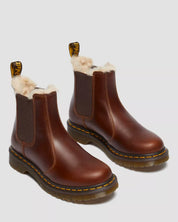 Dr. Martens Stivaletto Chelsea Donna 2976 Leonore Butterscotch Orleans Marrone con Pelliccia
