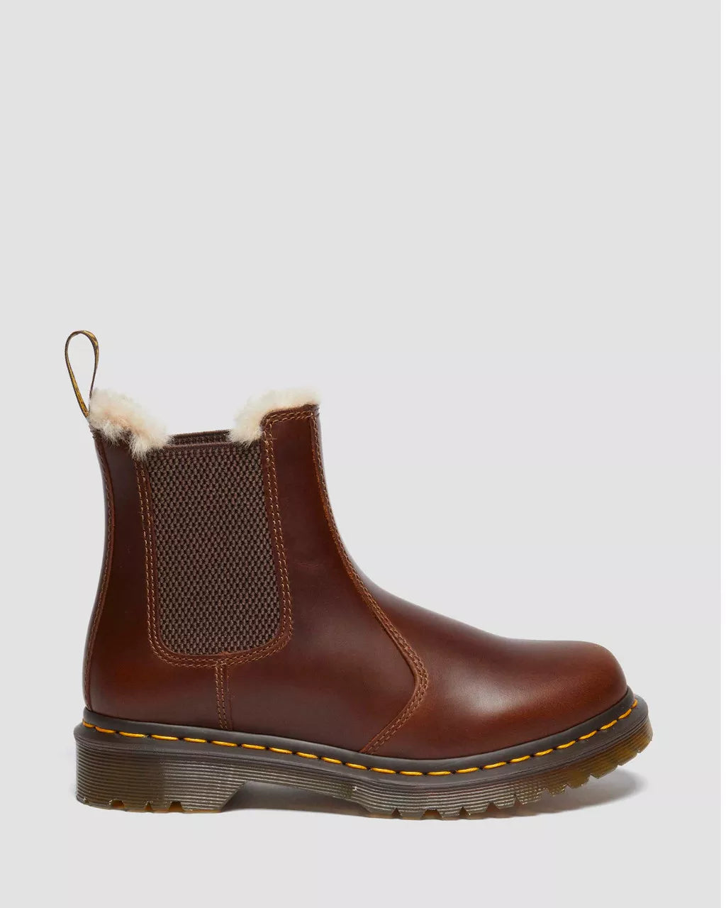 Dr. Martens Stivaletto Chelsea Donna 2976 Leonore Butterscotch Orleans Marrone con Pelliccia