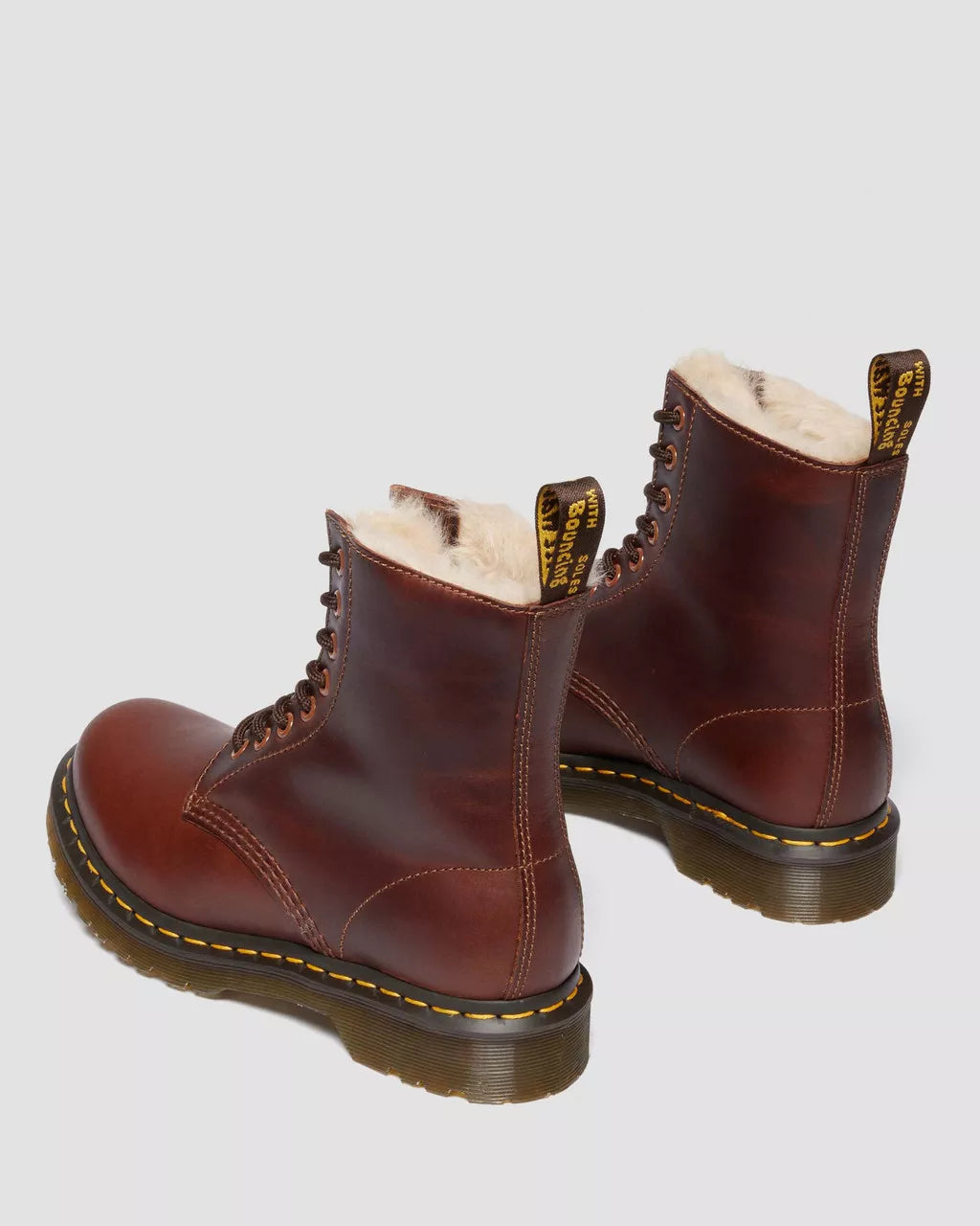 Dr. Martens Stivaletti Donna 1460 Serena Butterscotch Orleans Marrone con Pelliccia Interna