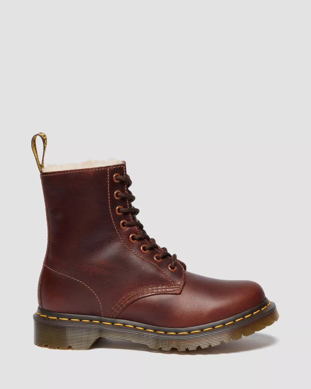 Dr. Martens Stivaletti Donna 1460 Serena Butterscotch Orleans Marrone con Pelliccia Interna