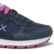 Sun68 Sneaker Casual Ally Solid Z45201 Pelle e Tessuto Blu Navy Donna