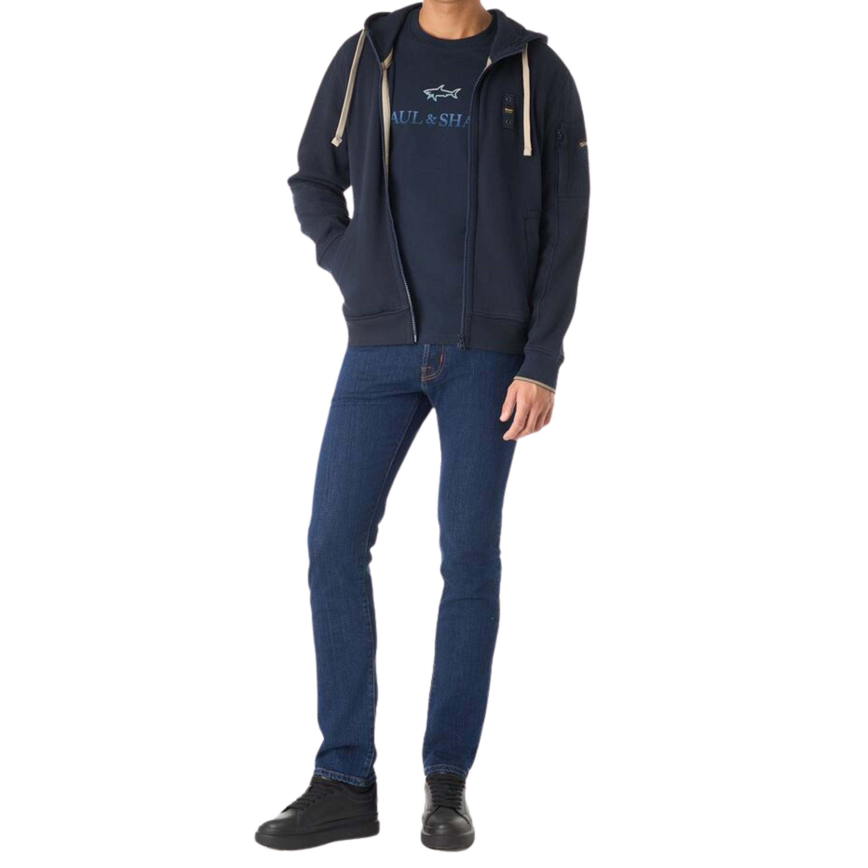 Blauer Felpa Aperta Cappuccio Cardinton 02188 blu