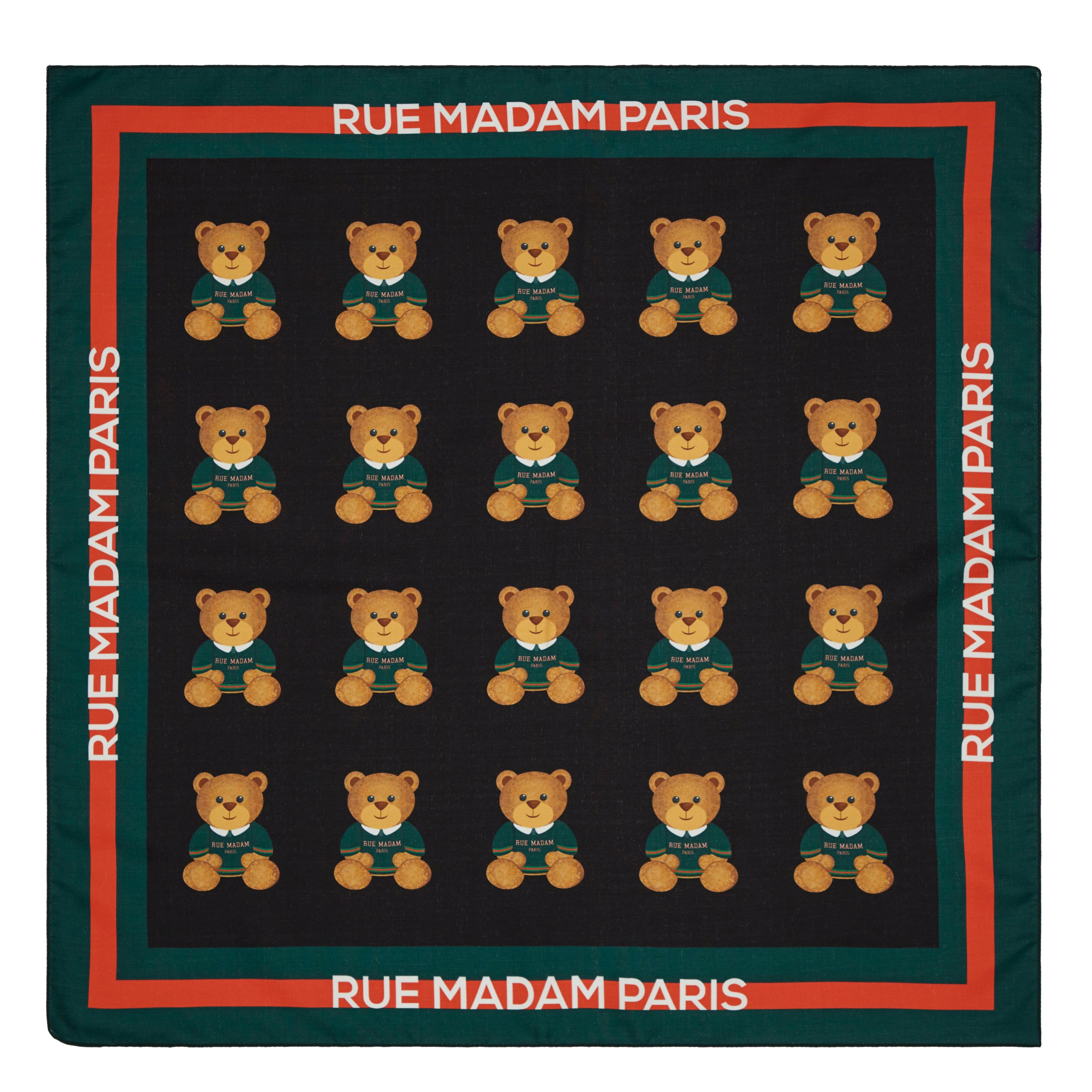 Rue Madam Paris Foulard Carrè MULTI TEDDY BLACK 60x60