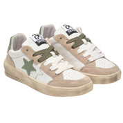 2Star Sneakers Uomo New Star con Tomaia in Pelle Beige Effetto Used