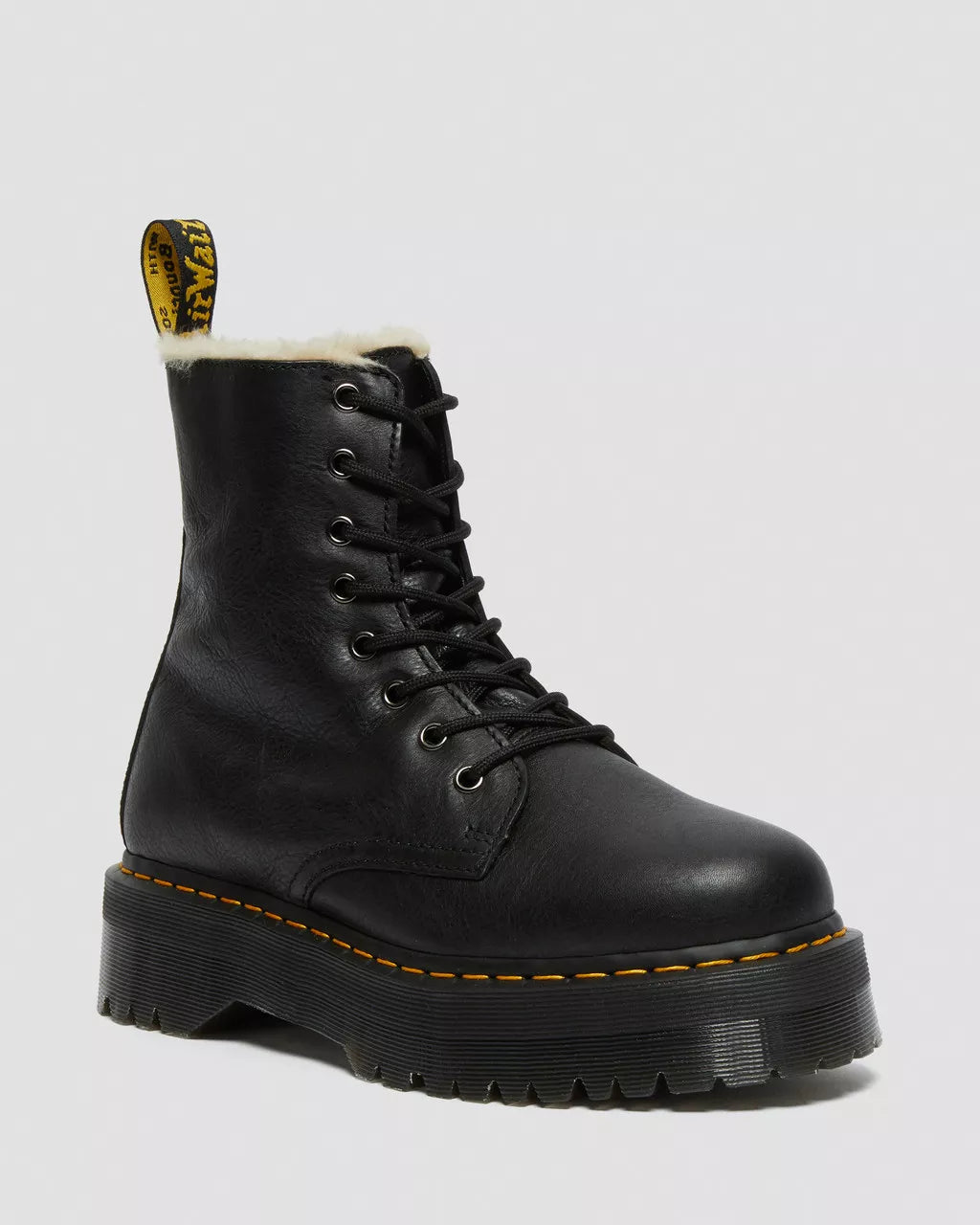 Dr. Martens Stivale Stringato Jadon FL Black Pisa in Pelle Nero Donna