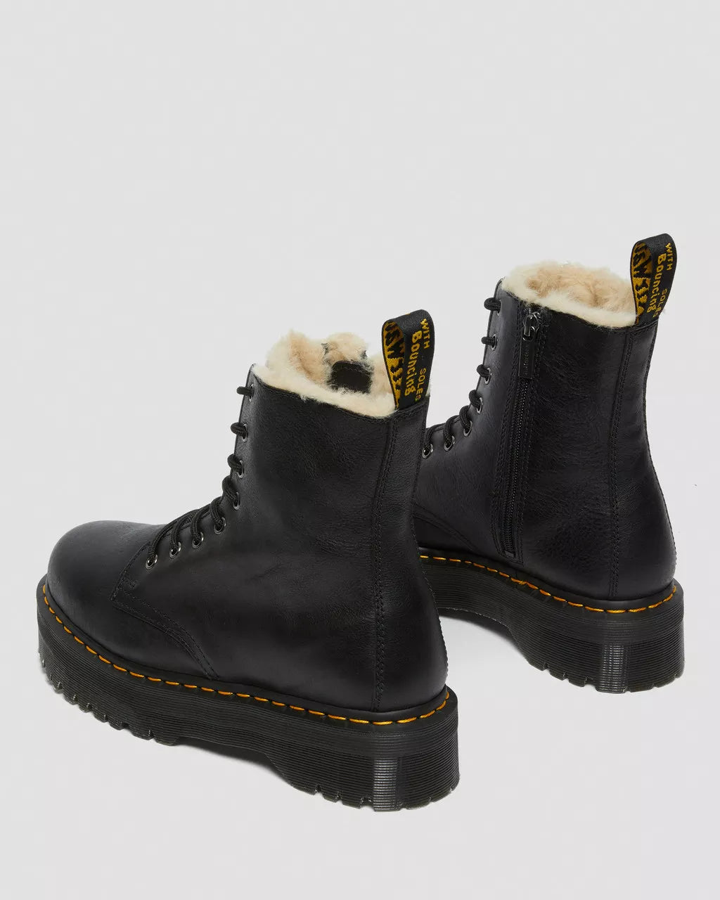 Dr. Martens Stivale Stringato Jadon FL Black Pisa in Pelle Nero Donna