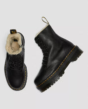 Dr. Martens Stivale Stringato Jadon FL Black Pisa in Pelle Nero Donna