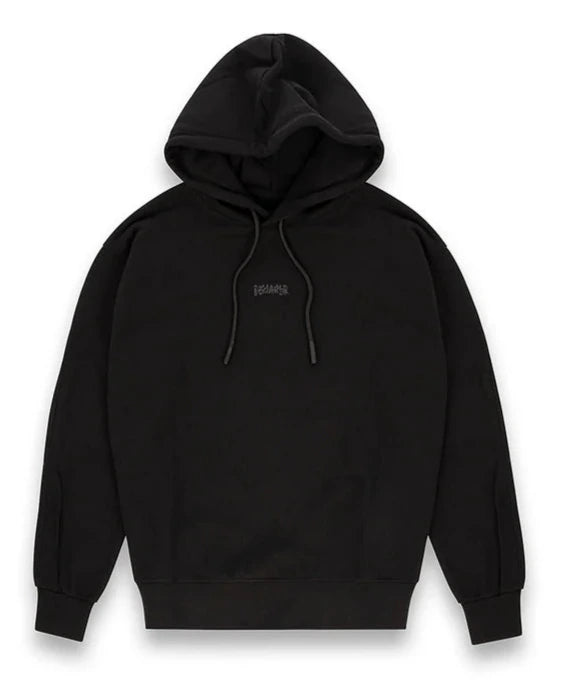 Disclaimer Felpa con Cappuccio 100% Cotone Nero Striscia Logo Nero Uomo 55100