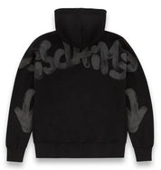 Disclaimer Felpa con Cappuccio 100% Cotone Nero Striscia Logo Nero Uomo 55100