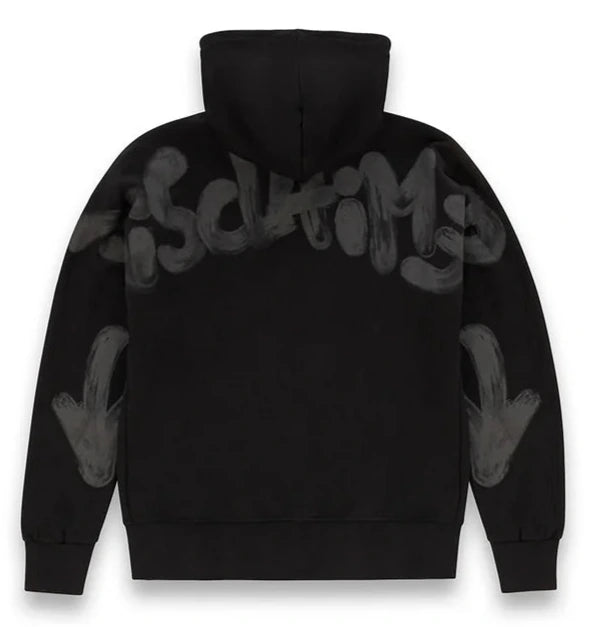 Disclaimer Felpa con Cappuccio 100% Cotone Nero Striscia Logo Nero Uomo 55100