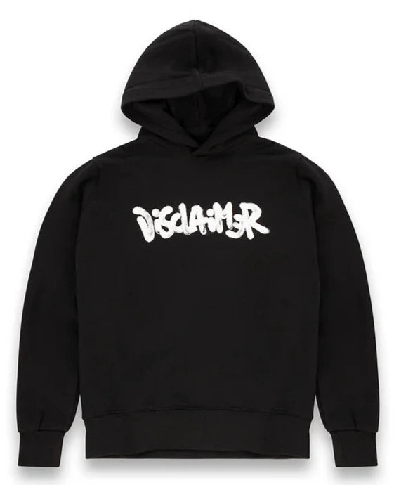 Disclaimer Felpa con Cappuccio 100% Cotone Nero Logo Uomo 55122