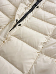 Blauer Parka Piumino lungo idrorepellente trapuntato a righe orizzontali beige donna ANITA