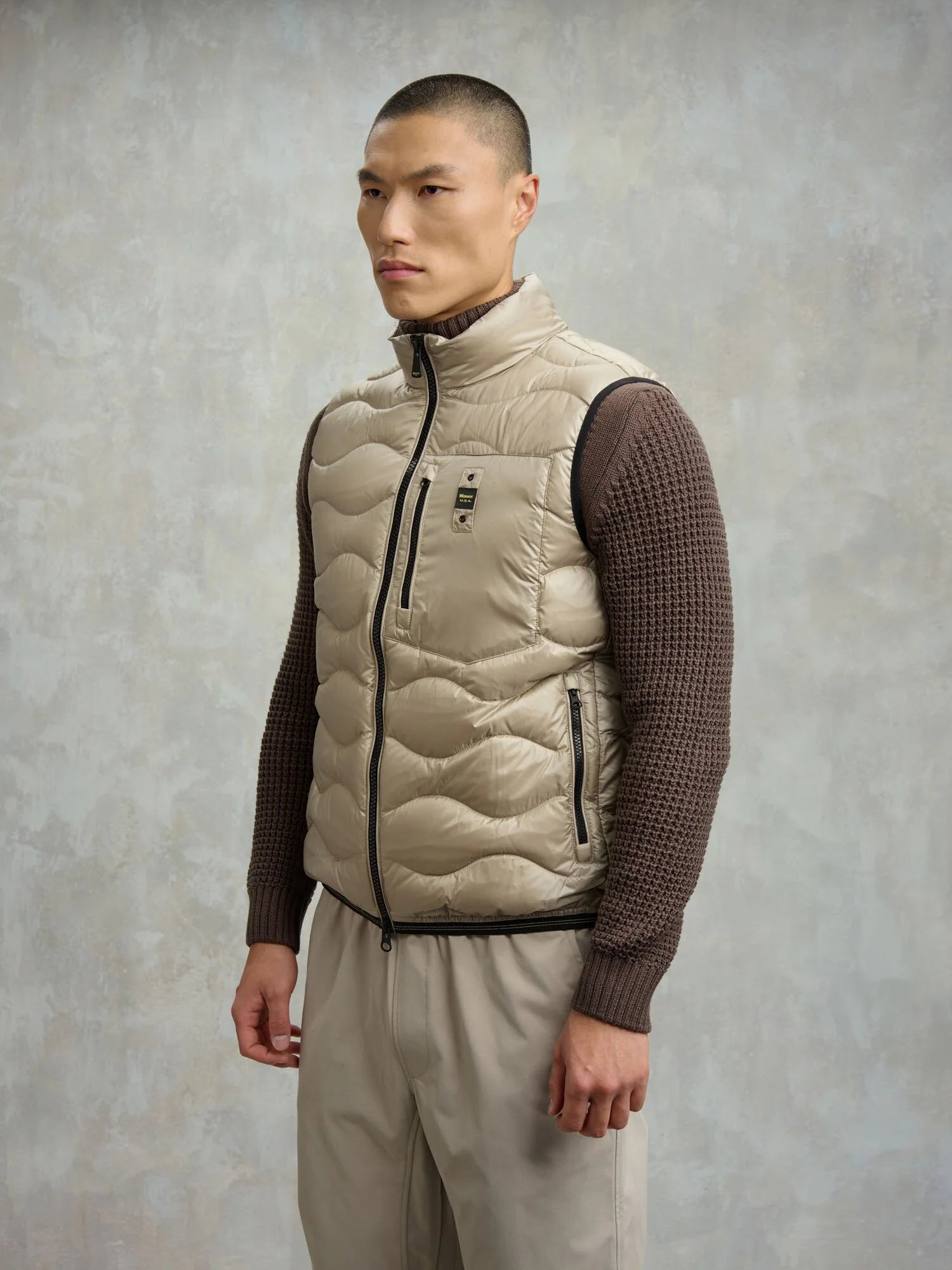 Blauer Gilet Piumino Smanicato Copley Full Zip Imbottito piuma 90/10 gr. 100 beige Uomo