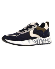 Voile Blanche Sporty Sneaker In Leather And Fabric, Trekking Laces And Blue Rubber Sole Men