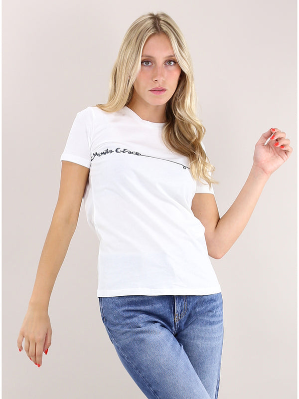 Manila Grace T-Shirt Manica Corta Cotone Bianco