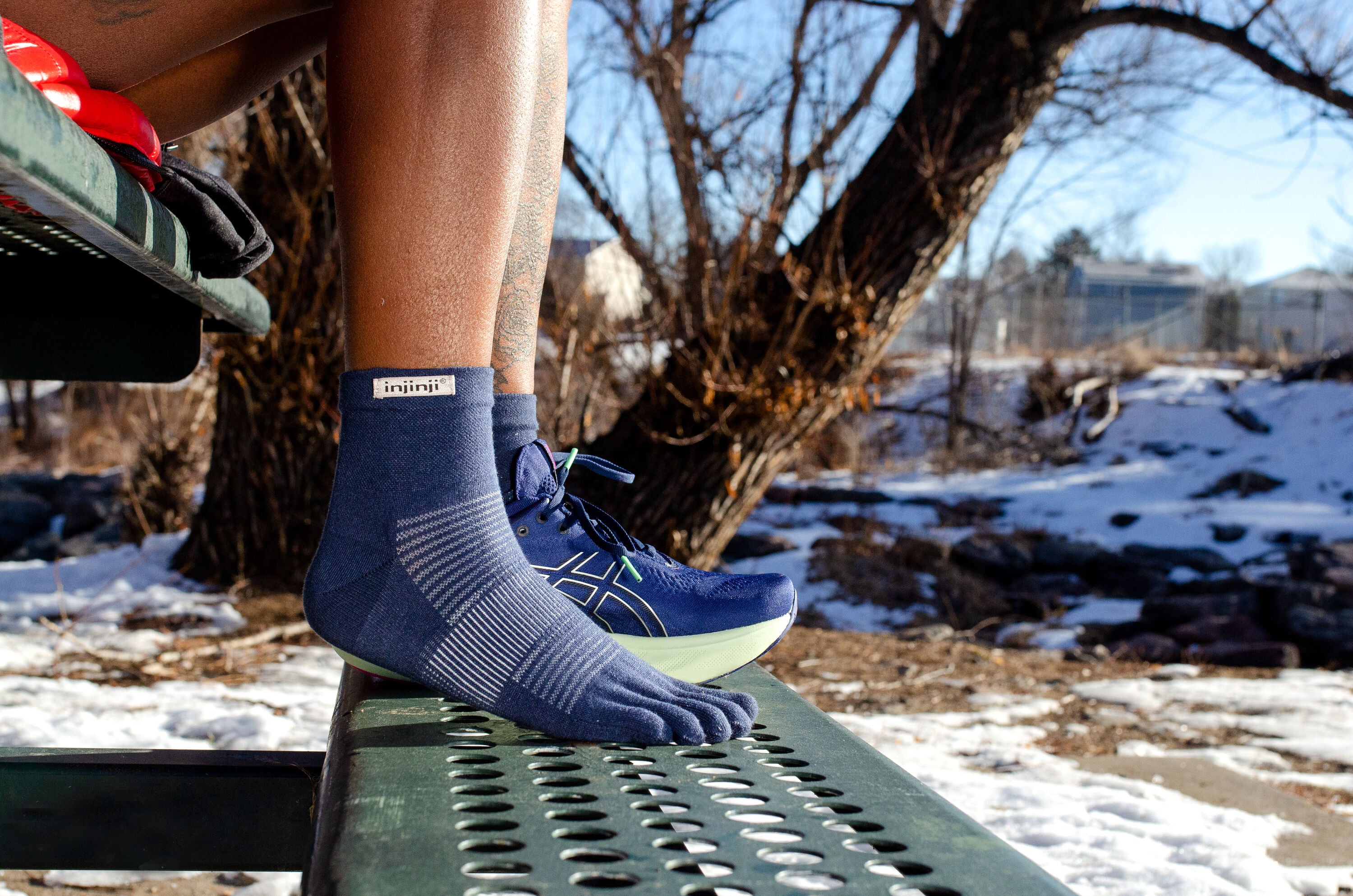 Injinji calze 5 dita da corsa Run Lightweight Mini-Crew CoolMax EcoMade blu 281130