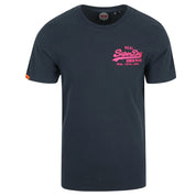 Superdry t-shirt men uomo logo ricamato Relaxed Fit Tee Grigio Scuro