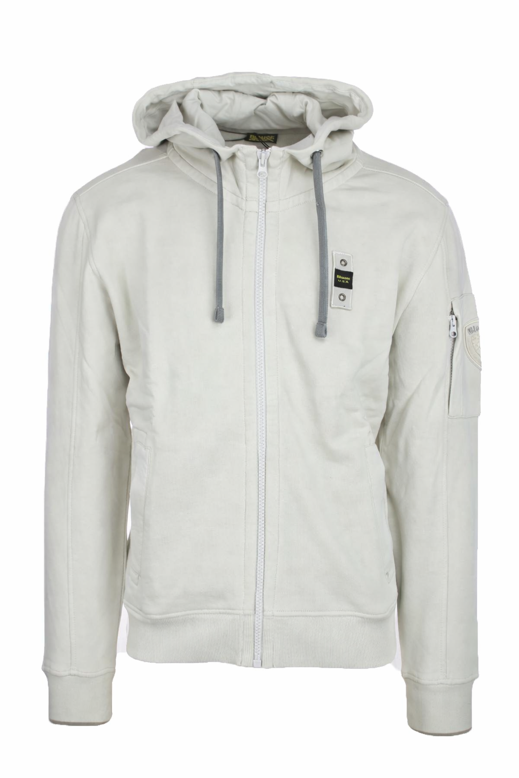 Blauer Felpa Full zip e Cappuccio Cardinton bianco urban uomo con logo e tasca