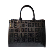 Gaelle Borsa MAXI SHOPPER LETTERING VERNICE logo all over nero