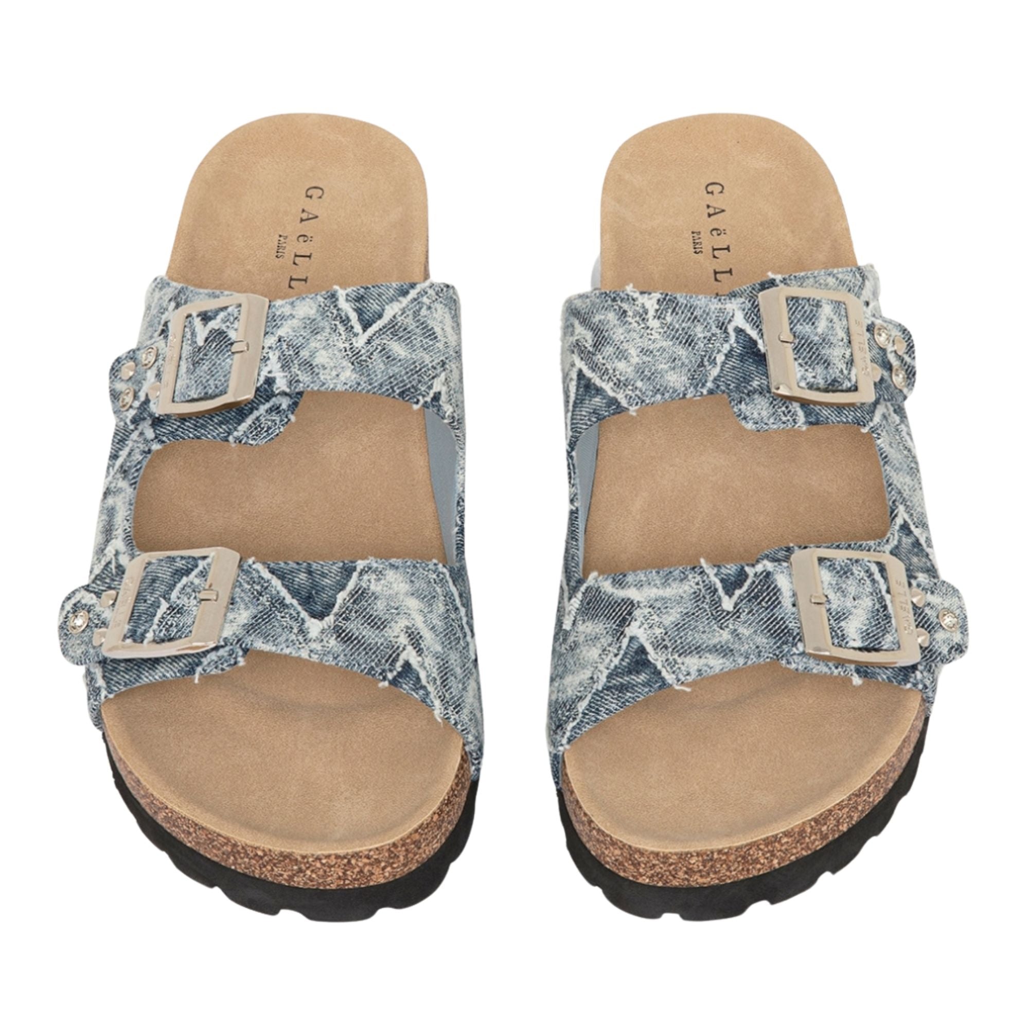 Gaelle scarpe donna SANDALO denim RIVETTO PERSONALIZZATO E DOPPIA FIBBIA
