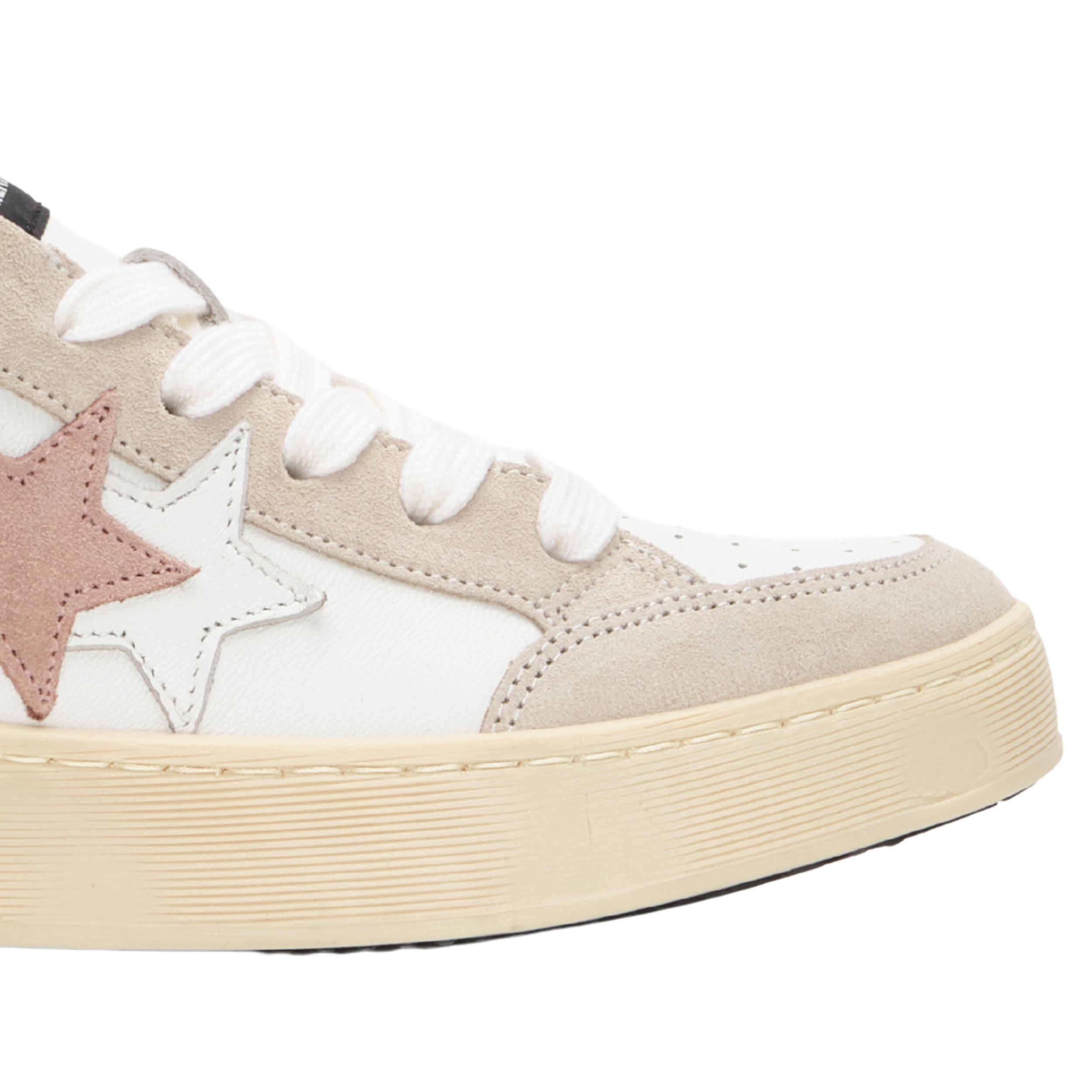 2Star Scarpe Sneakers Made in Italy artigianali New Star Pelle donna Bianco Rosa