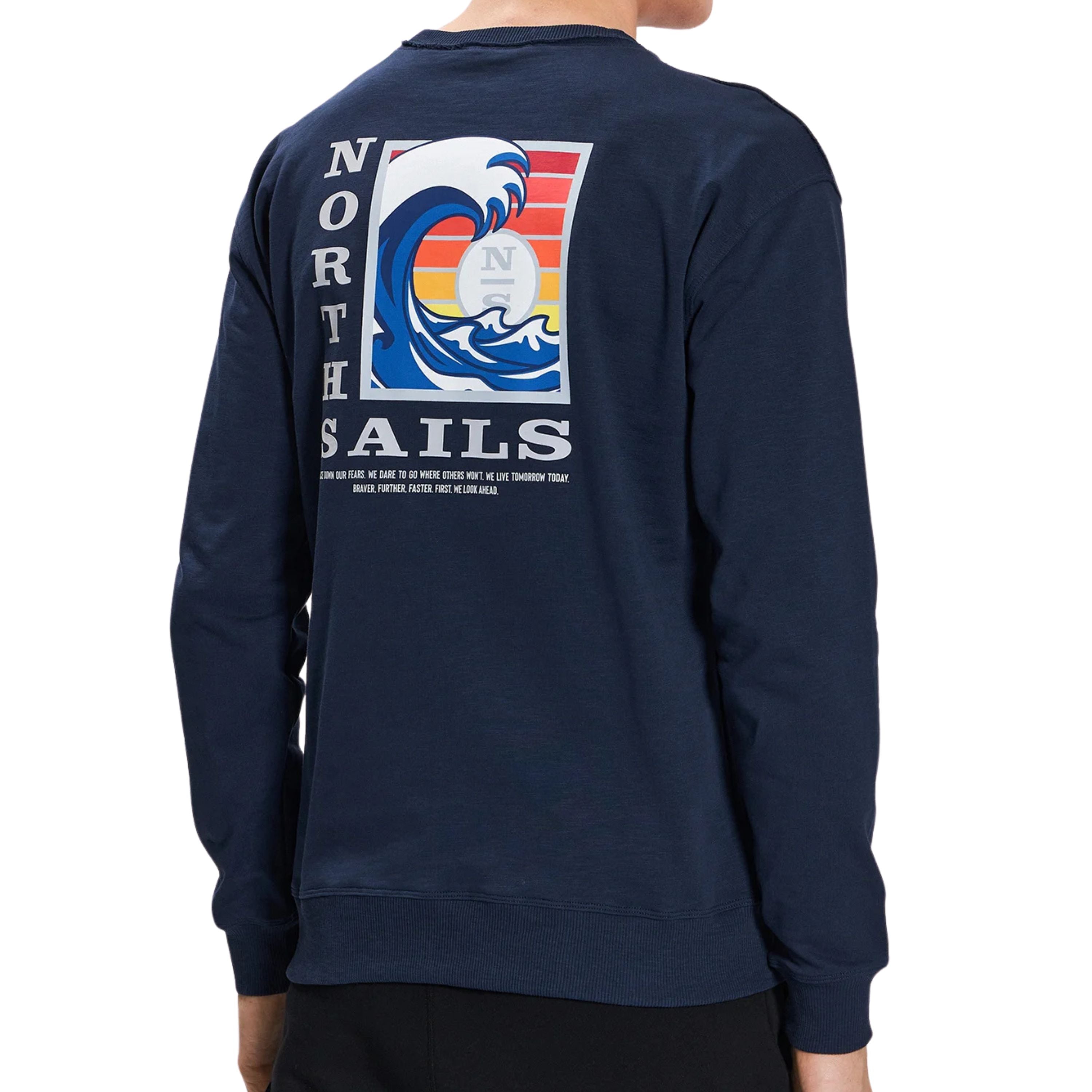 North Sails Felpa manica lunga girocollo CREWNECK SWEATSHIRT blu 691078