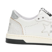 2Star Scarpe Sneakers Made in Italy artigianali Week Star Pelle Bianco Argento