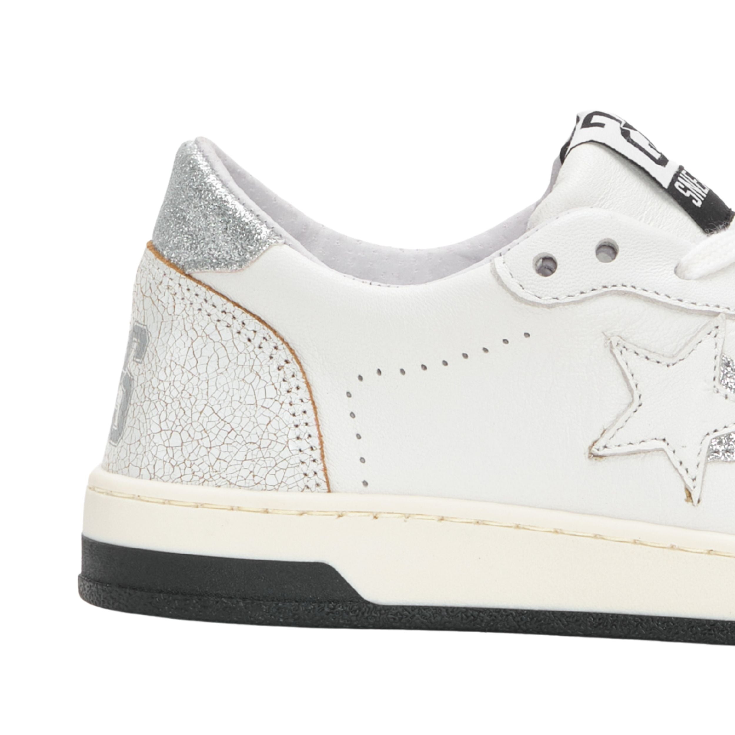 2Star Scarpe Sneakers Made in Italy artigianali Week Star Pelle Bianco Argento
