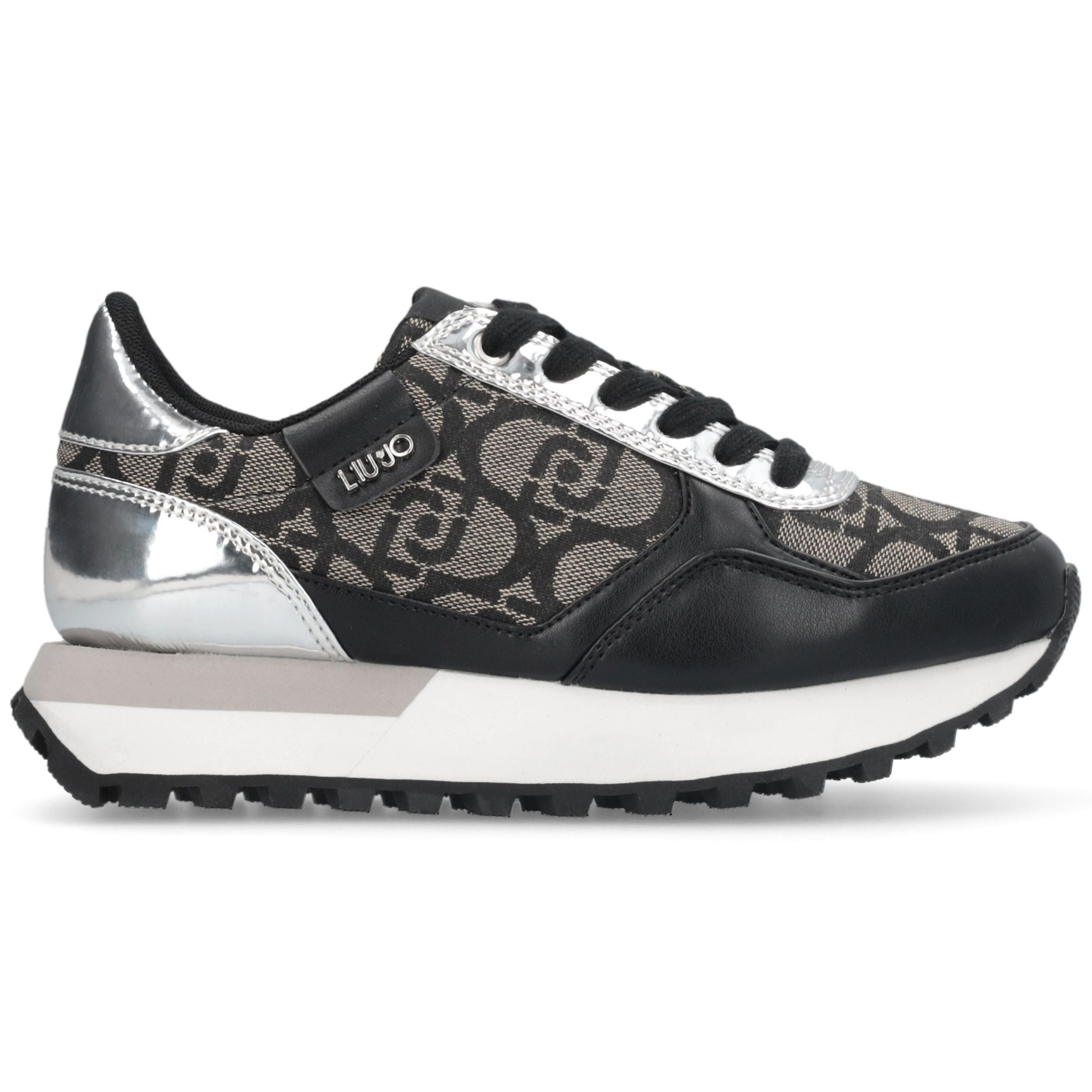 Liu Jo Scarpe Evelyn 915 Sneakers glitter monogram logo all over nero