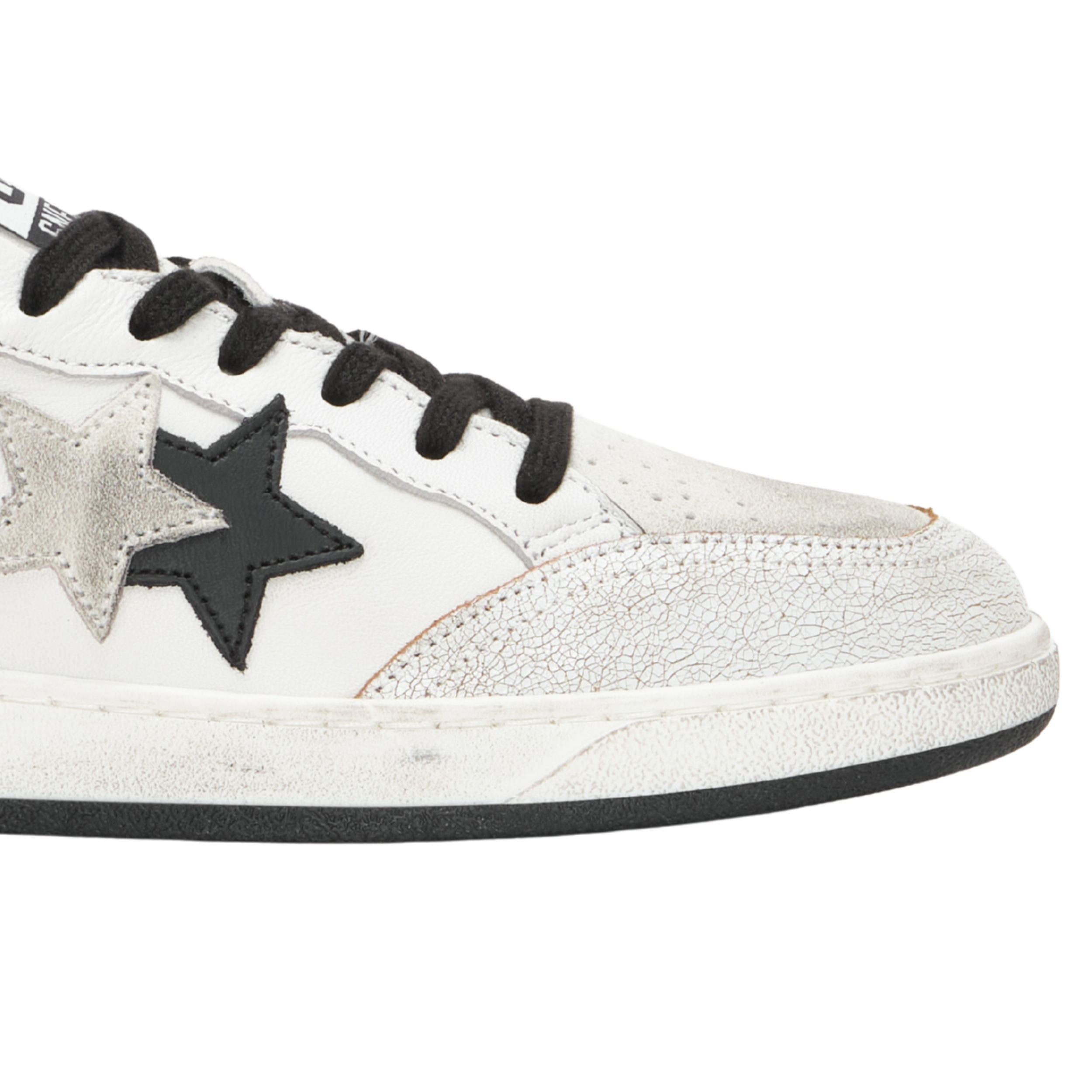 2Star Scarpe Sneakers Made in Italy artigianali Week Star Pelle Bianco Nero Donna
